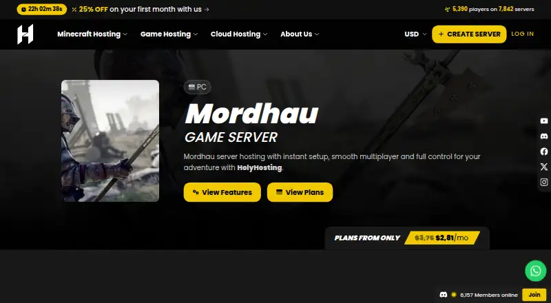 HolyHosting Mordhau Hosting screenshot