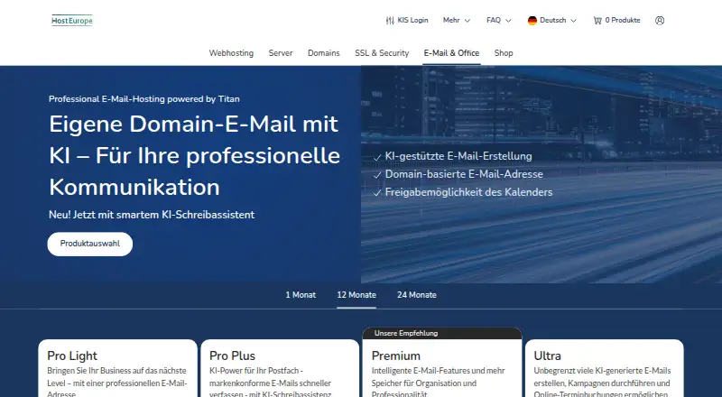 Host Europe Email Hosting screenshot