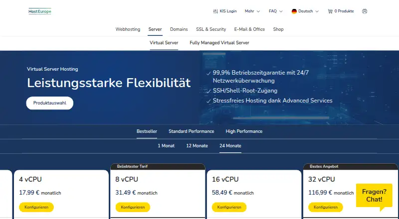 Host Europe Dedicated Servers screenshot