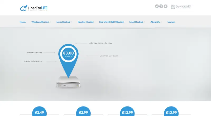 HostForLIFE screenshot