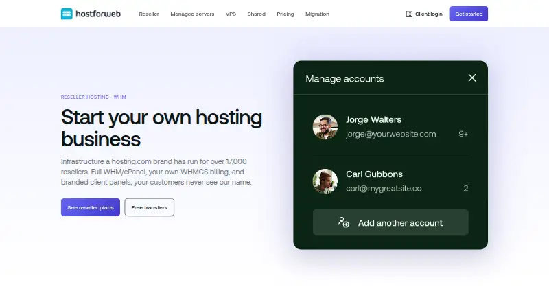 HostForWeb Reseller Hosting screenshot