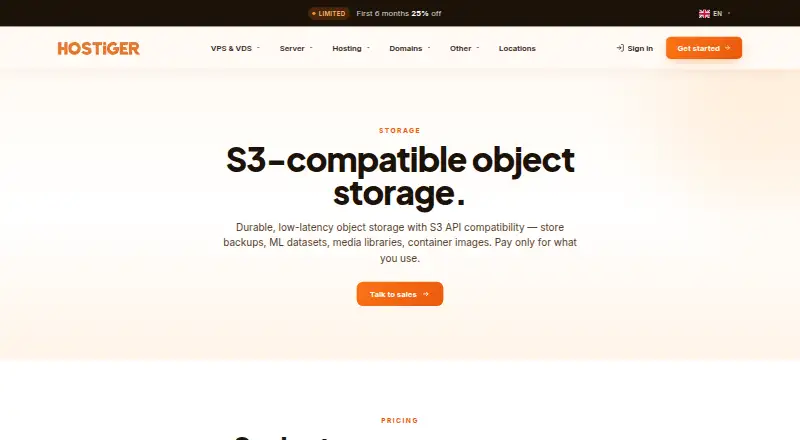 Hostiger Object Storage screenshot