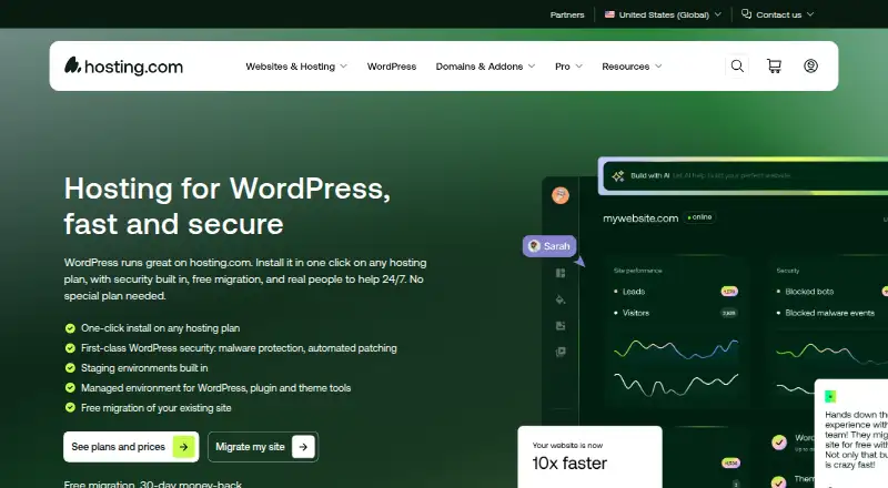 Hosting.com Managed WordPress screenshot