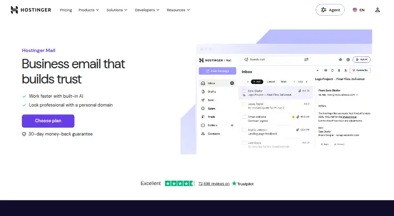 Hostinger Business Email screenshot