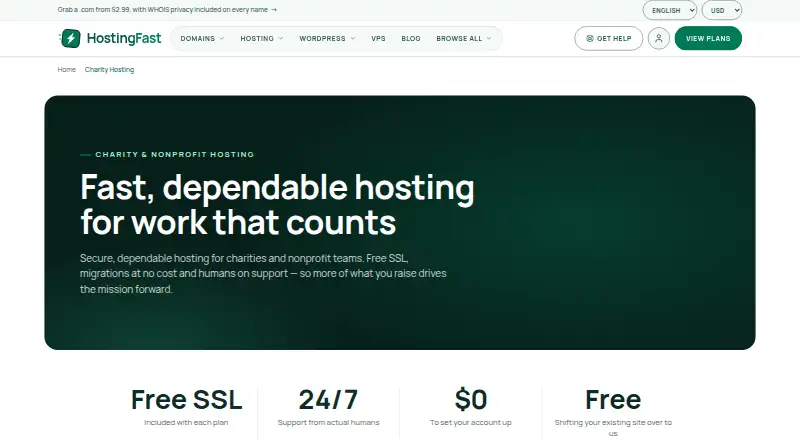 HostingFast Charity Hosting screenshot