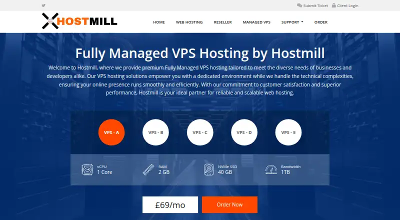 Hostmill Fully Managed Cloud VPS screenshot