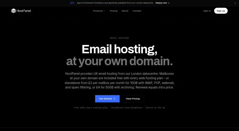 HostPanel Email Hosting screenshot