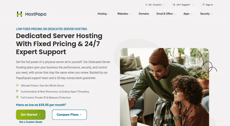 HostPapa Dedicated Server Hosting screenshot