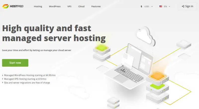 Hostpro Managed Cloud VPS screenshot