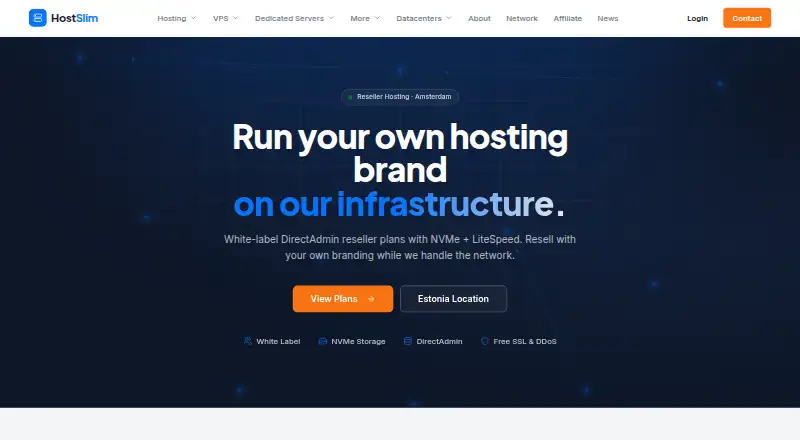 HostSlim Reseller Hosting screenshot