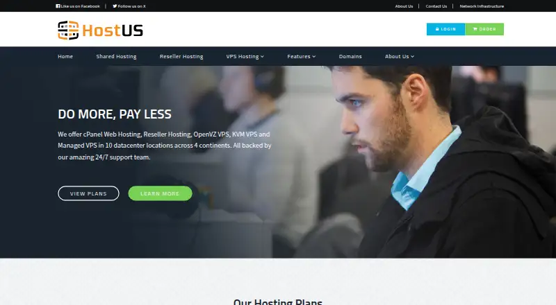 HostUS VPS screenshot