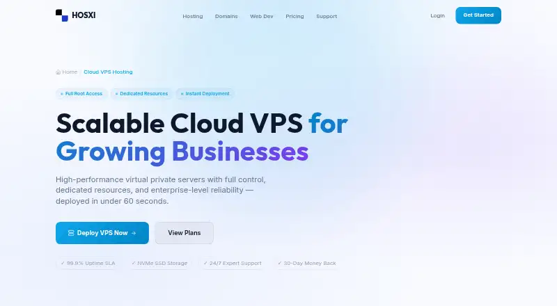 HOSXI Managed VPS screenshot