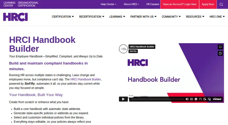 HRCI Handbook Builder screenshot