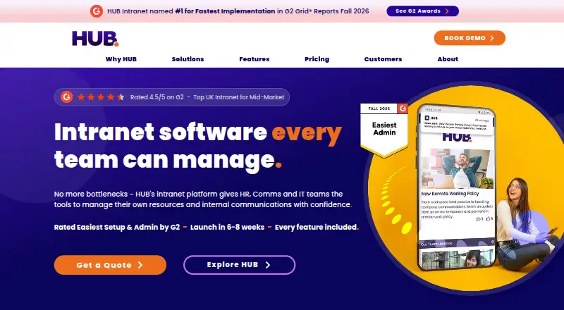 HUB Intranet screenshot