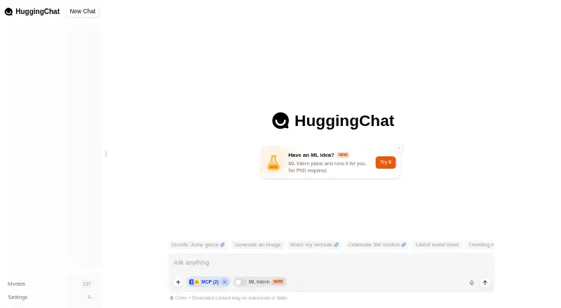 HuggingChat screenshot
