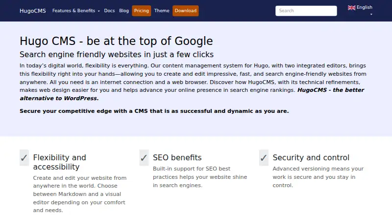 HugoCMS screenshot