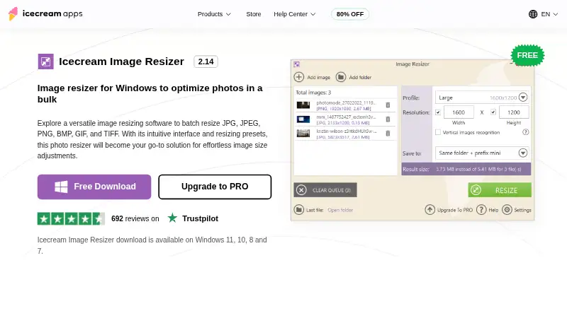 Icecream Image Resizer screenshot