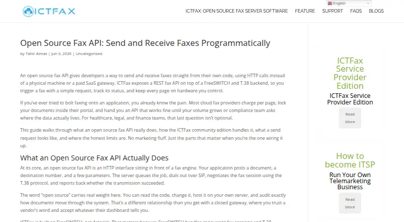 ICTFax REST API screenshot
