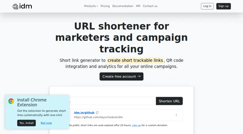IDM URL Shortener screenshot