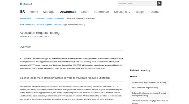 IIS Application Request Routing (ARR) screenshot