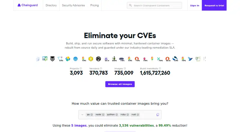 Chainguard Registry screenshot
