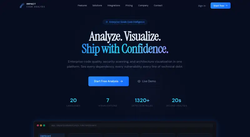 Impact Code Analysis screenshot