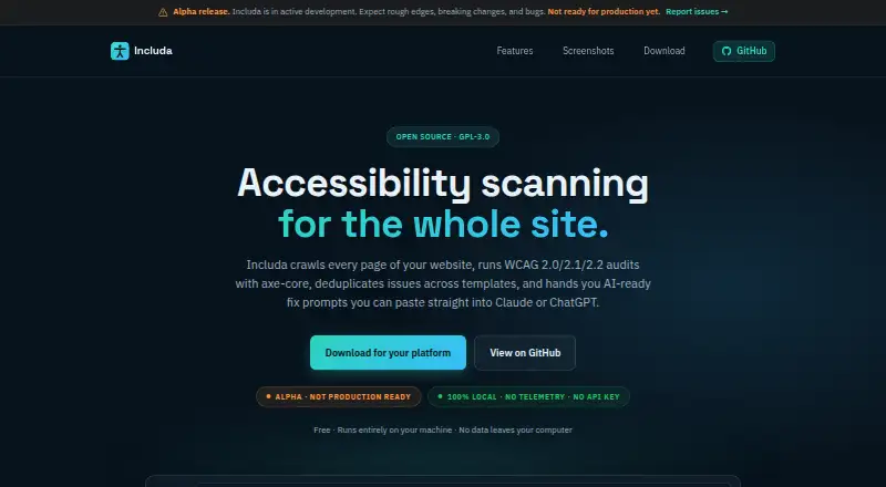 Includa screenshot