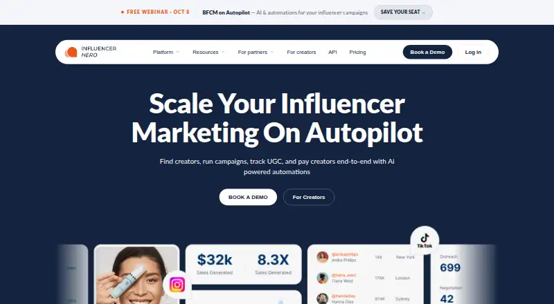 Influencer Hero screenshot