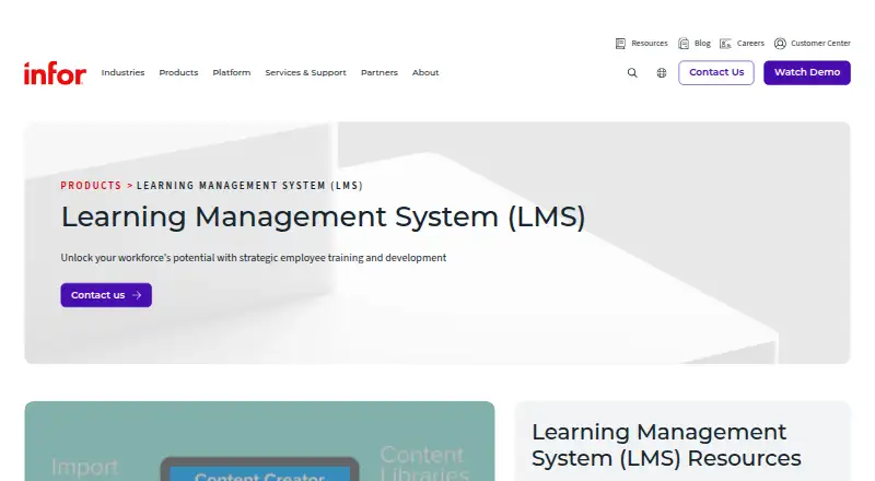 Infor Learning Management System screenshot