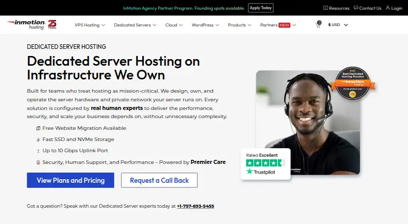 InMotion Hosting Dedicated Servers screenshot