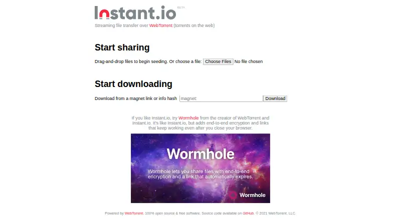 Instant.io screenshot