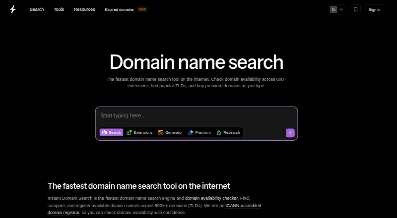 Instant Domain Search screenshot