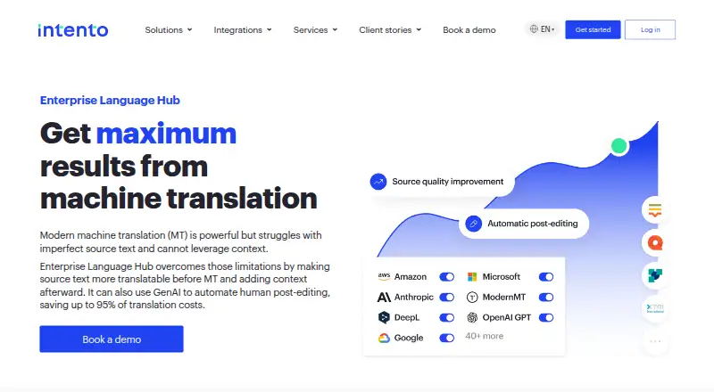 Intento Enterprise Language Hub screenshot