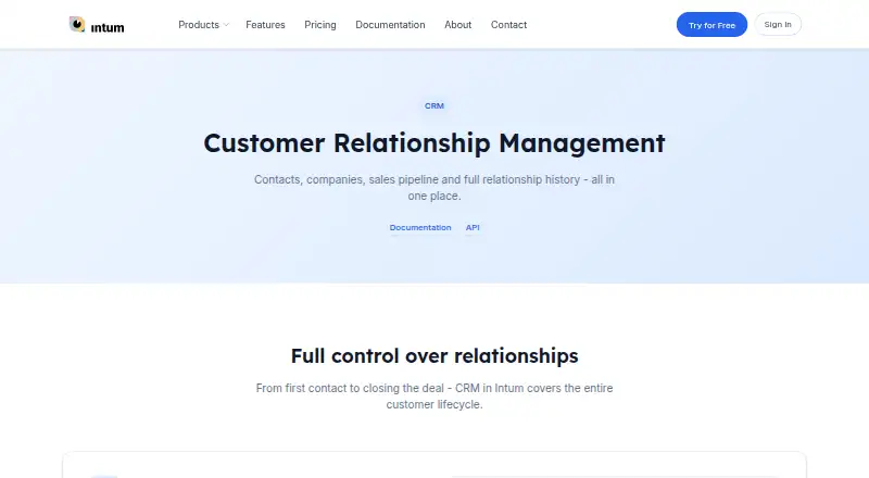 Intum CRM screenshot