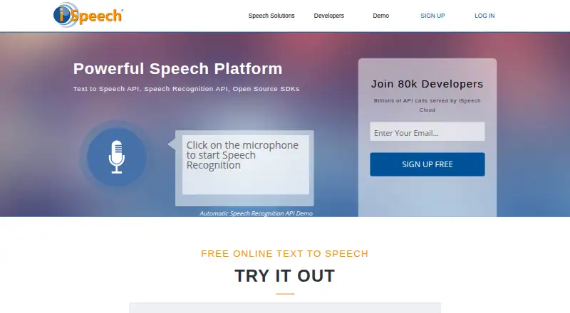 iSpeech screenshot