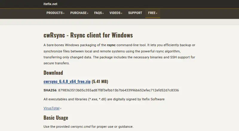 cwRsync screenshot