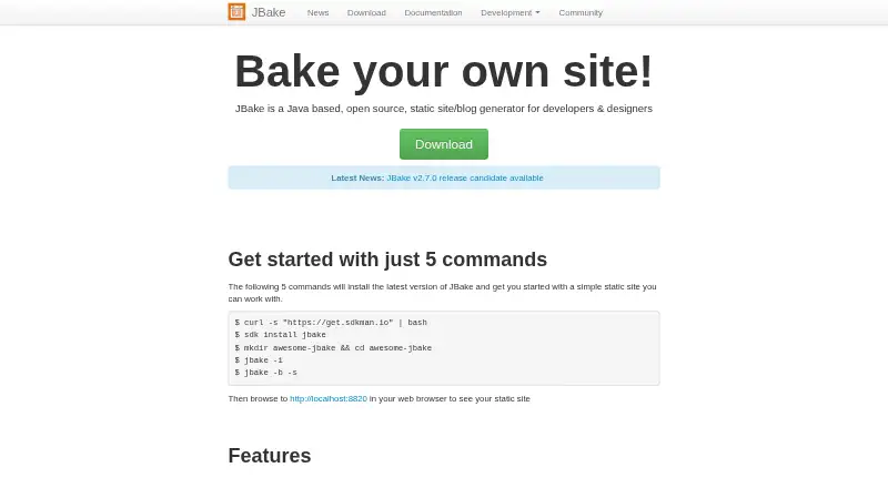 JBake screenshot