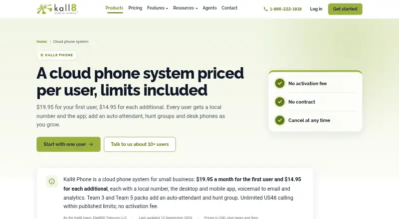 Kall8 VoIP screenshot