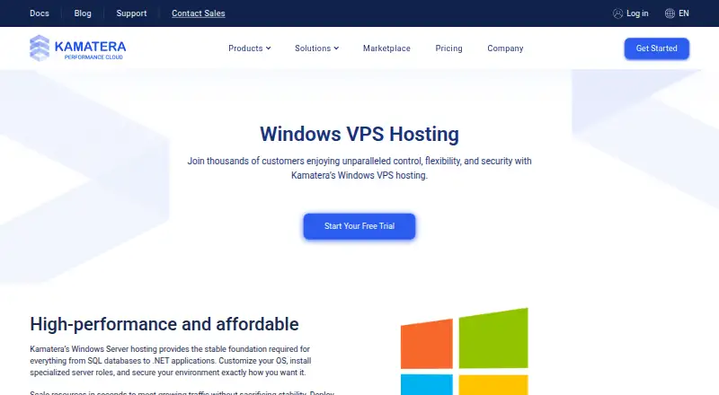 Kamatera Windows VPS screenshot