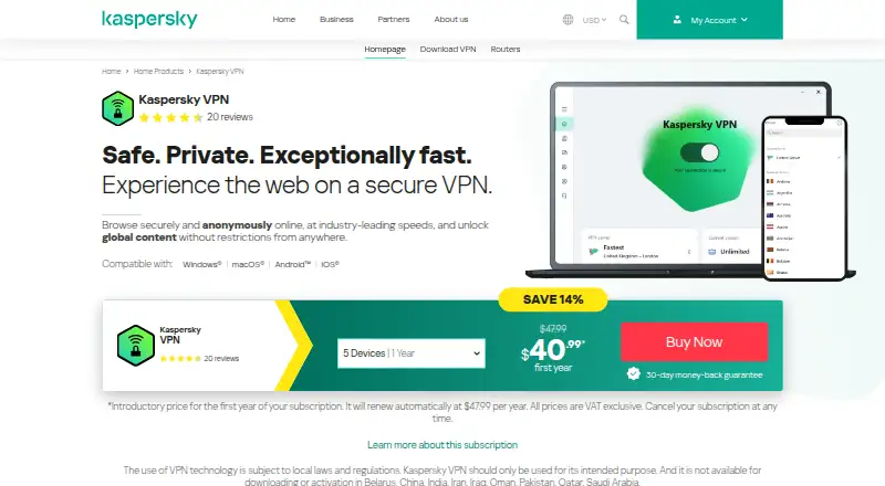 Kaspersky VPN Secure Connection screenshot