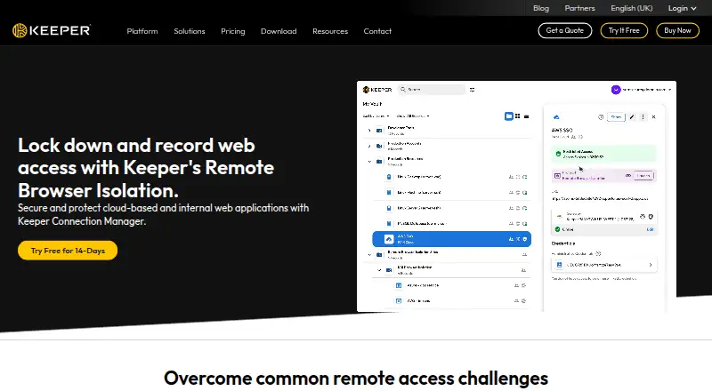 Keeper Remote Browser Isolation screenshot