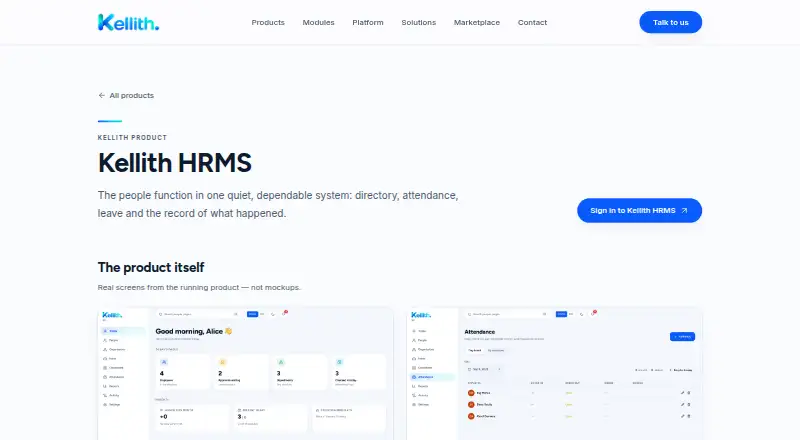 Kellith HRMS screenshot