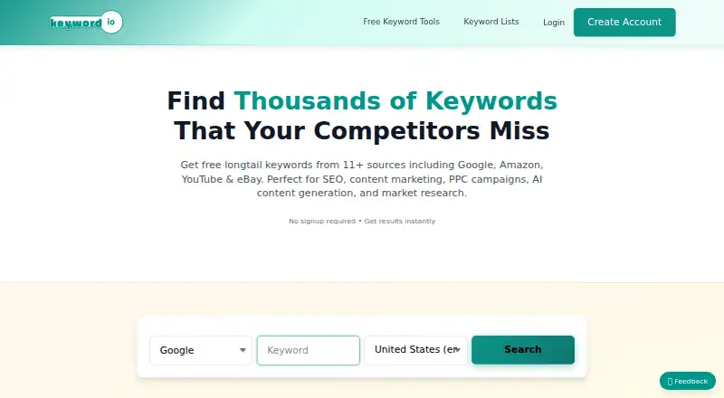 Keyword.io screenshot