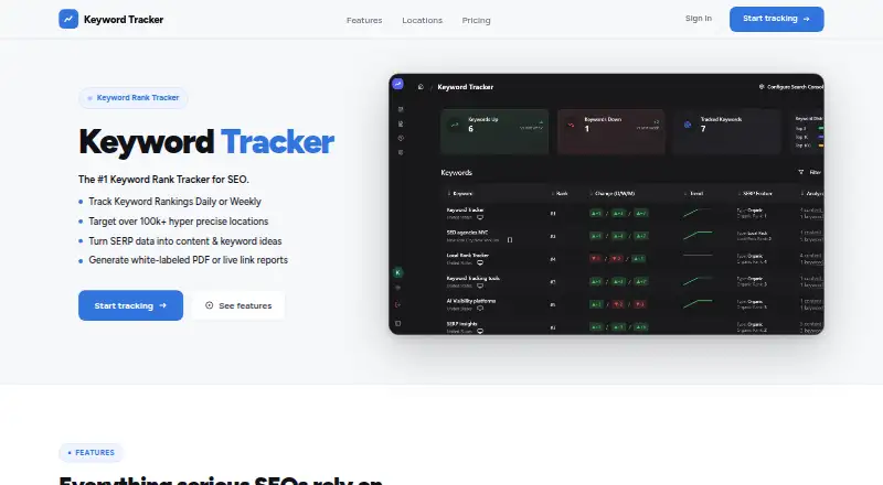 Keyword Tracker screenshot