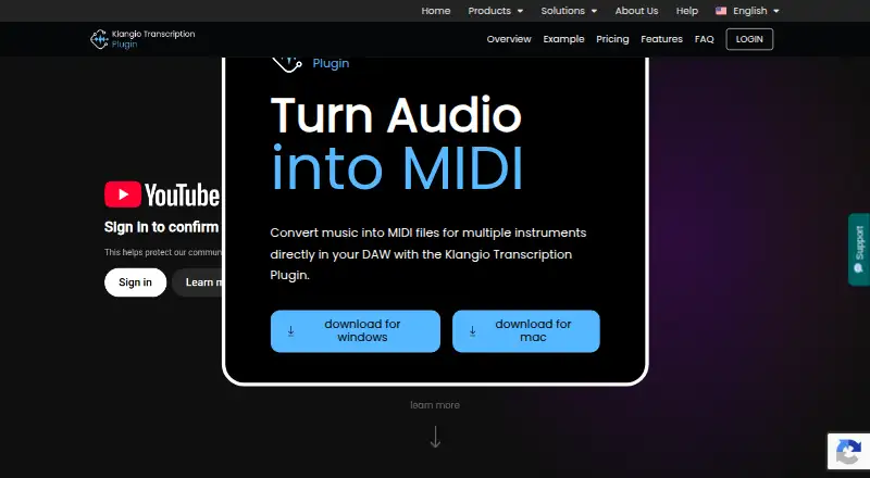 Klangio Transcription Plugin screenshot