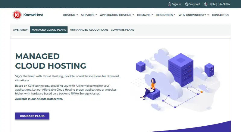 KnownHost Managed Cloud Hosting screenshot