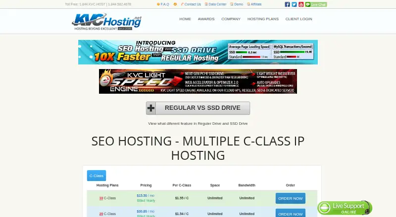 KVC Hosting SEO Hosting screenshot
