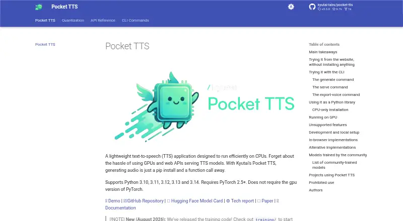Pocket TTS screenshot