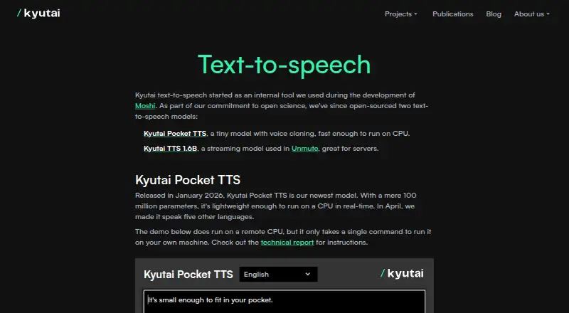 Kyutai TTS screenshot