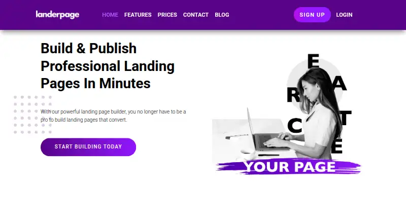 LanderPage screenshot